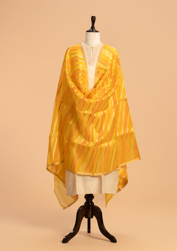 Yellow Kadwa Kora Silk Dupatta