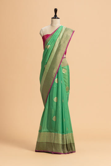Sea Green Kadwa Butta Silk Saree