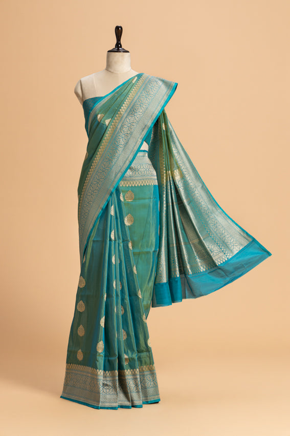 Jade Green Kadwa Butta Silk Saree
