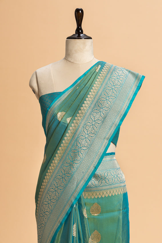 Jade Green Kadwa Butta Silk Saree