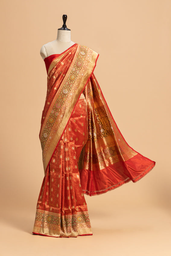Red Brocade Silk Saree