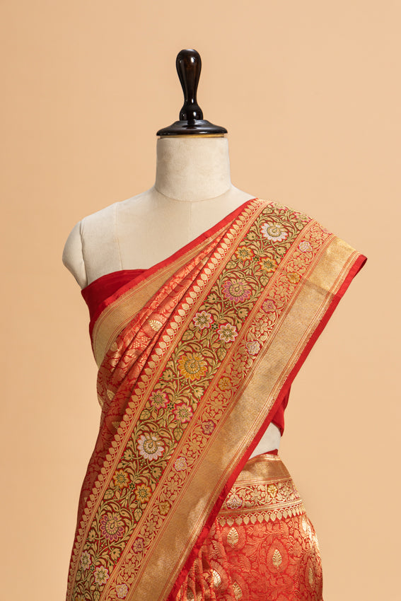 Red Brocade Silk Saree