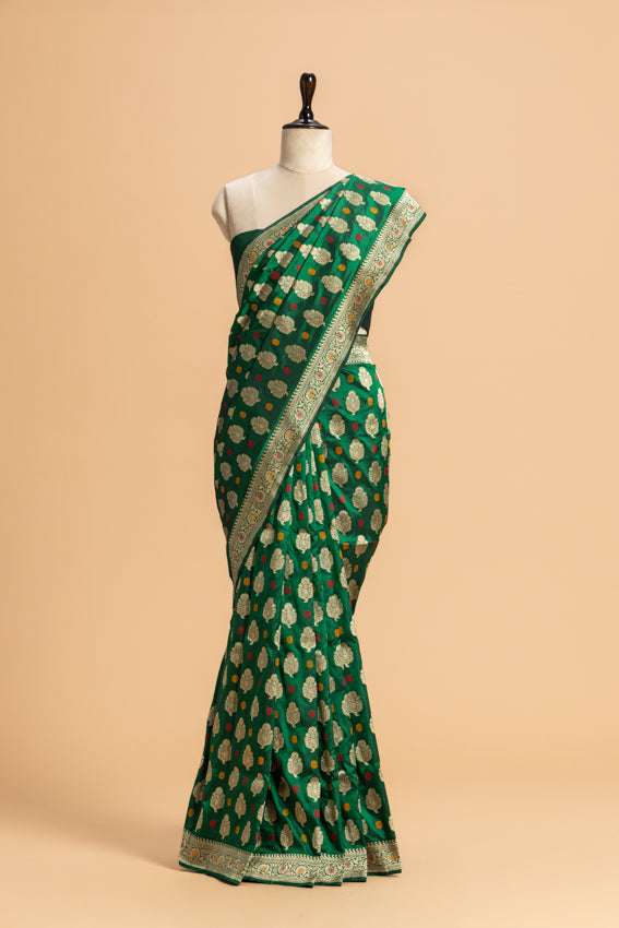 Green Kadwa Butta Silk Saree