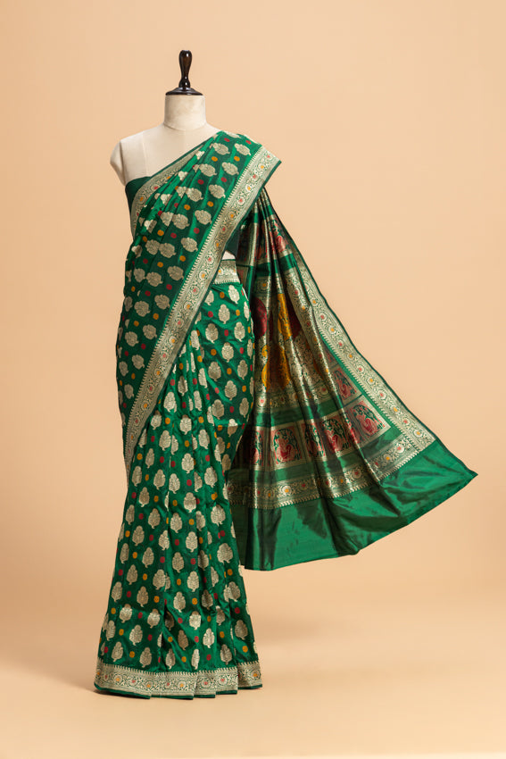 Green Kadwa Butta Silk Saree