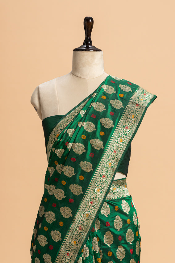 Green Kadwa Butta Silk Saree