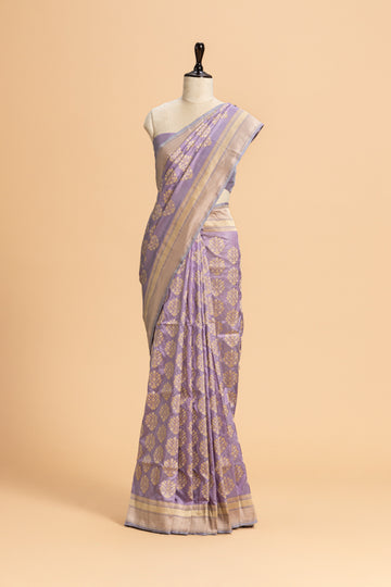 Mauve Kadwa Butta Silk Saree