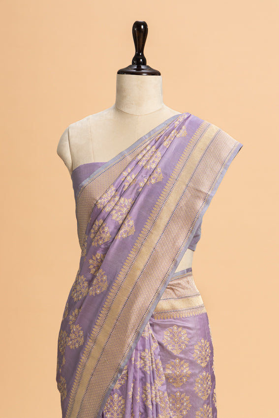 Mauve Kadwa Butta Silk Saree