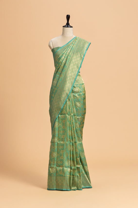 Sea Green Brocade Silk Saree