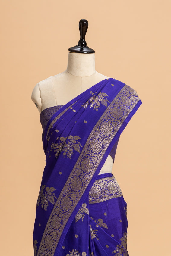 Purple Kadwa Butta Muslin Silk Saree