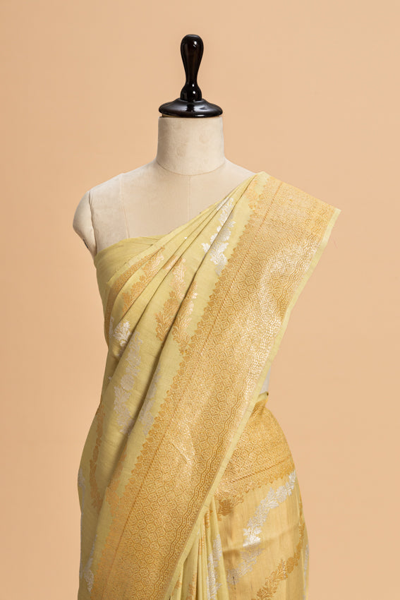 Light Green Kadwa Georgette Tussar Saree