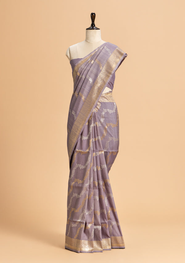 Grey Kadwa Georgette Tussar Saree