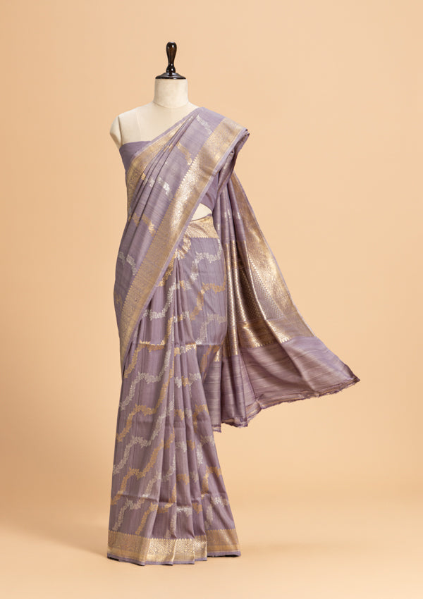 Grey Kadwa Georgette Tussar Saree