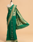 Green Kadwa Butta Muslin Silk Saree
