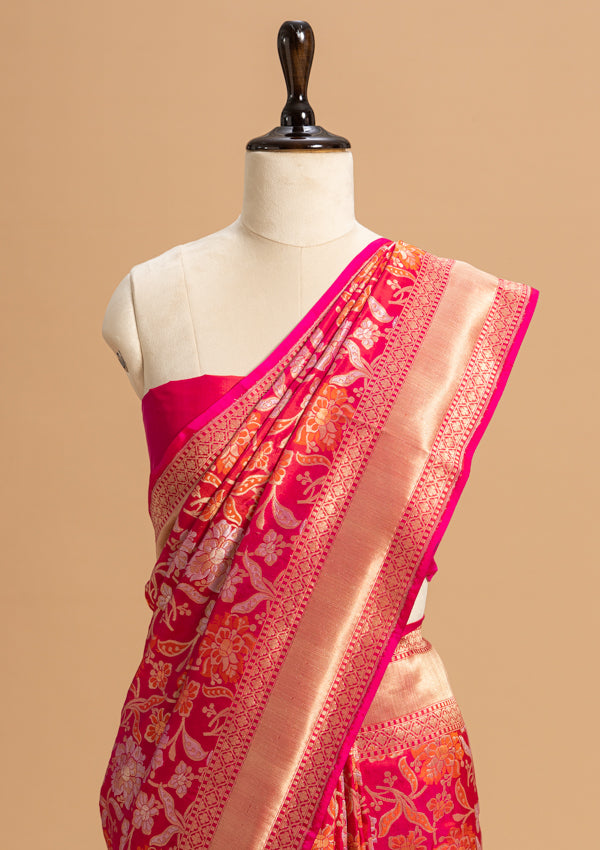 Pink Jamdani Silk Saree