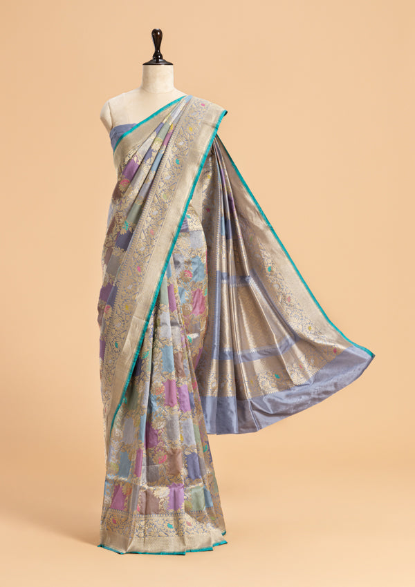 Sky Blue Rangkat Silk Saree