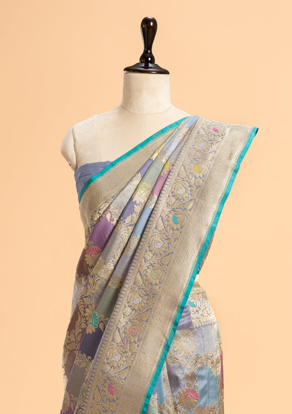 Sky Blue Rangkat Silk Saree