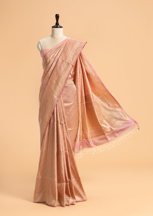 Light Pink Brocade Silk Saree