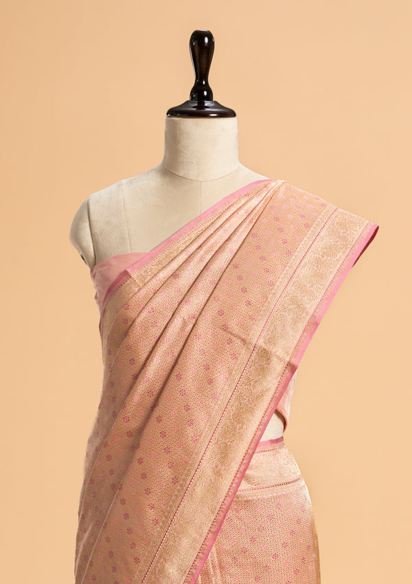 Light Pink Brocade Silk Saree