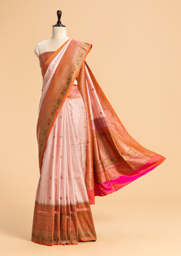Light Pink Kadwa Butta Silk Saree