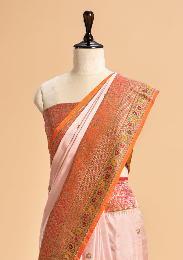 Light Pink Kadwa Butta Silk Saree