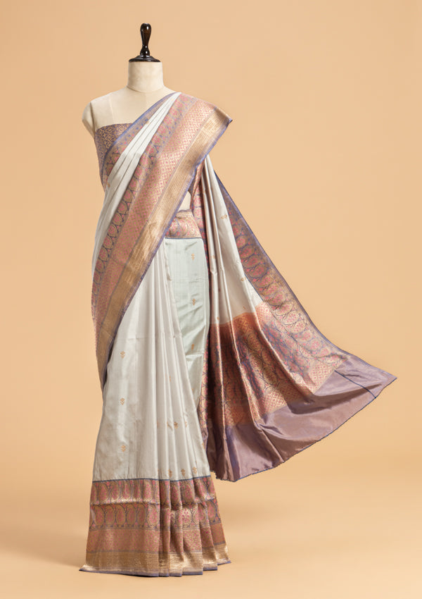 Sky Blue Kadwa Butta Silk Saree