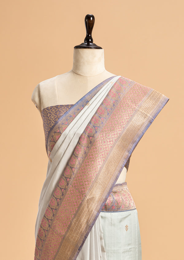 Sky Blue Kadwa Butta Silk Saree