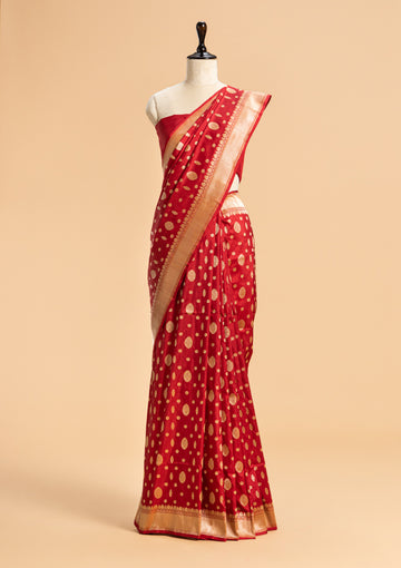 Maroon Kadwa Butta Silk Saree