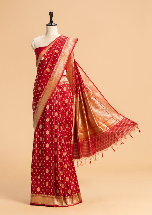 Maroon Kadwa Butta Silk Saree