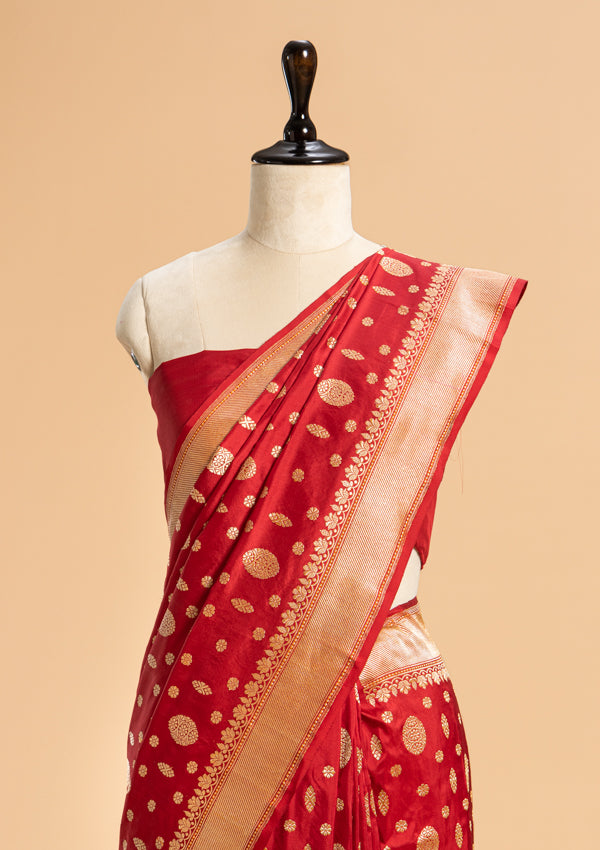 Red Butta Saree in Silk