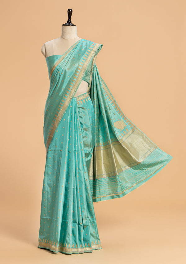 Firozi Kadwa Butta Silk Saree