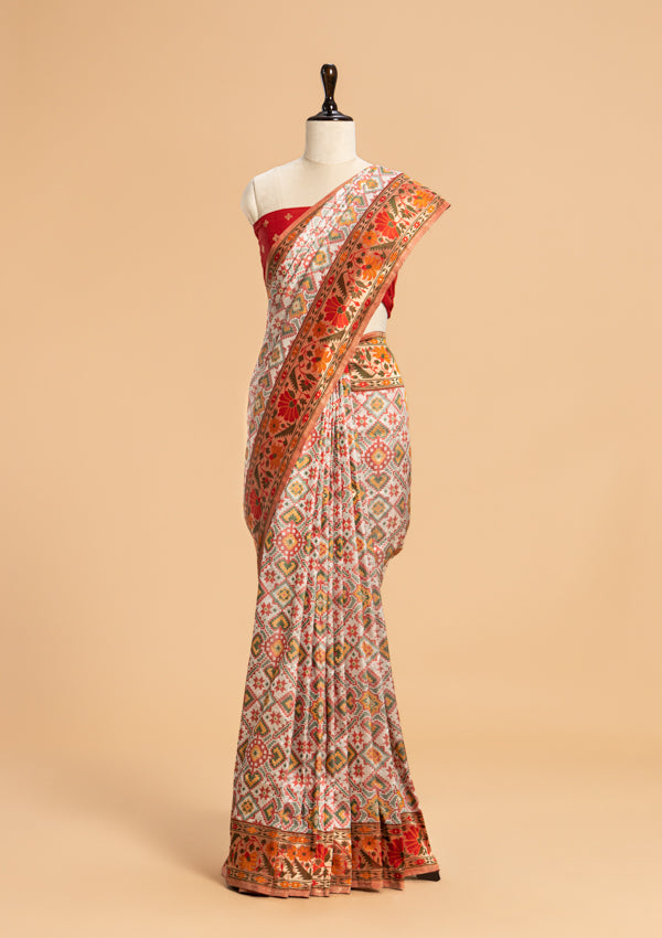 Off-White Patola Silk Saree