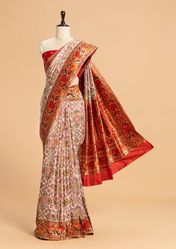 Off-White Patola Silk Saree
