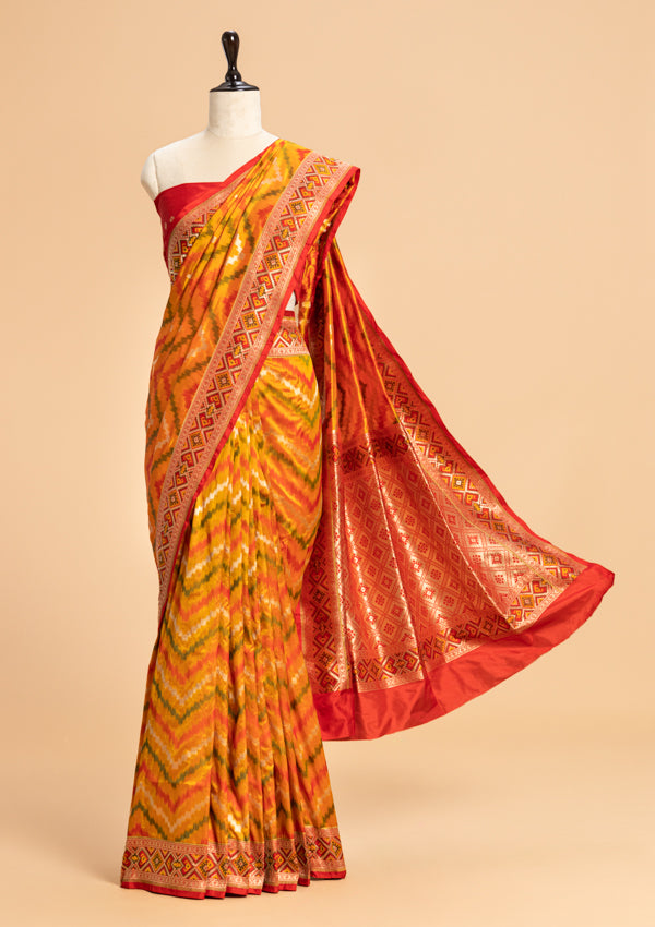 Short Golden Patola Silk Saree
