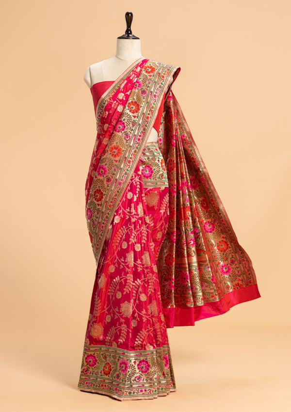 Rani Pink Paithani Silk Saree