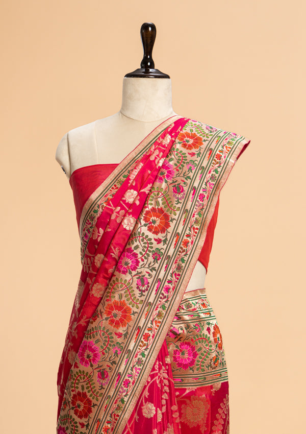 Rani Pink Paithani Silk Saree