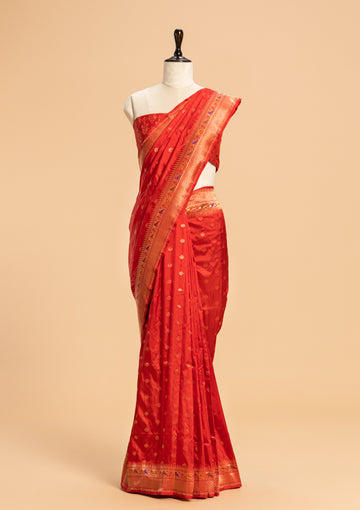 Red Paithani Silk Saree