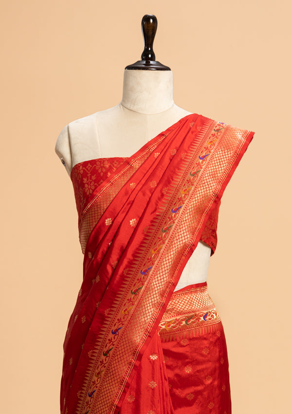 Red Paithani Silk Saree