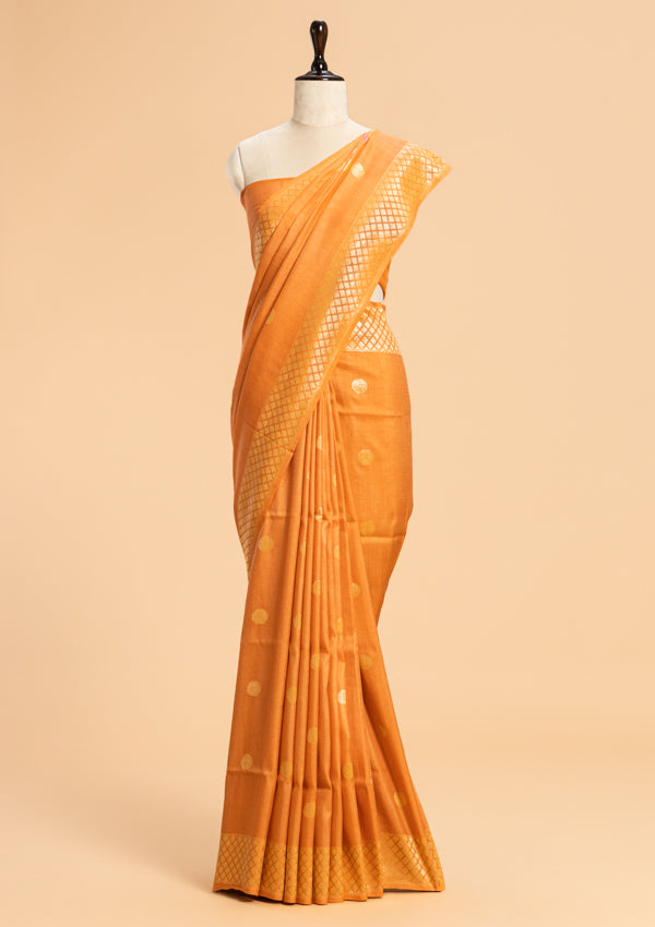 Orange Meenakari Pallu Georgette Tussar Saree