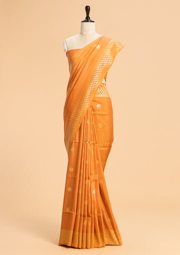 Orange Meenakari Pallu Georgette Tussar Saree