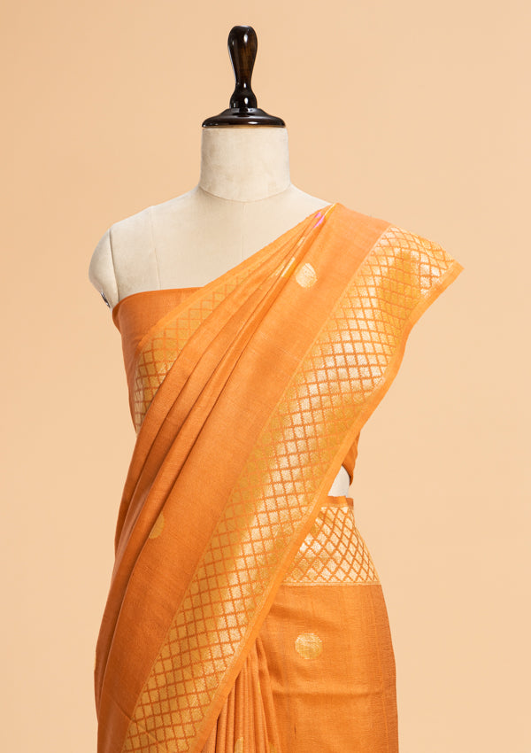 Orange Meenakari Pallu Georgette Tussar Saree