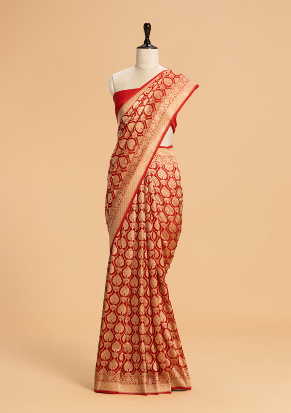 Red Jamdani Georgette Saree