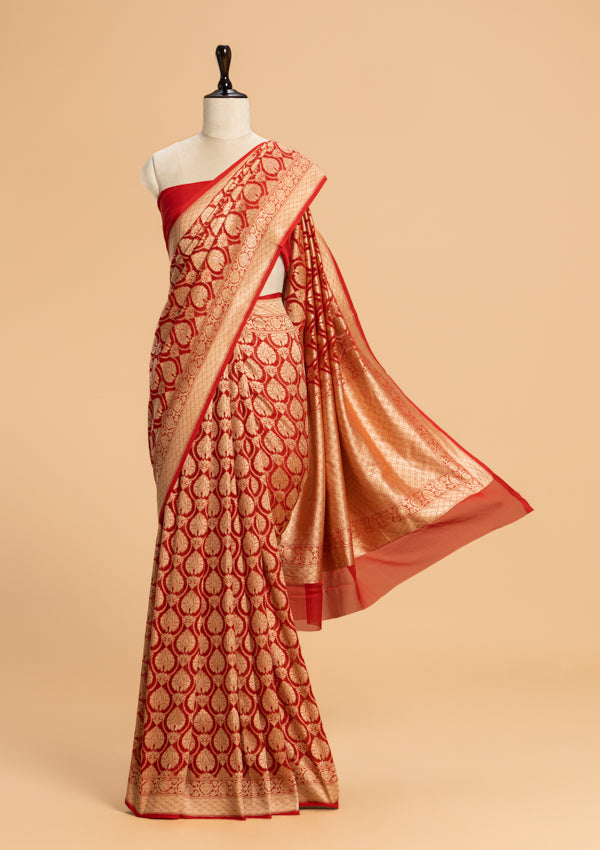 Red Jamdani Georgette Saree