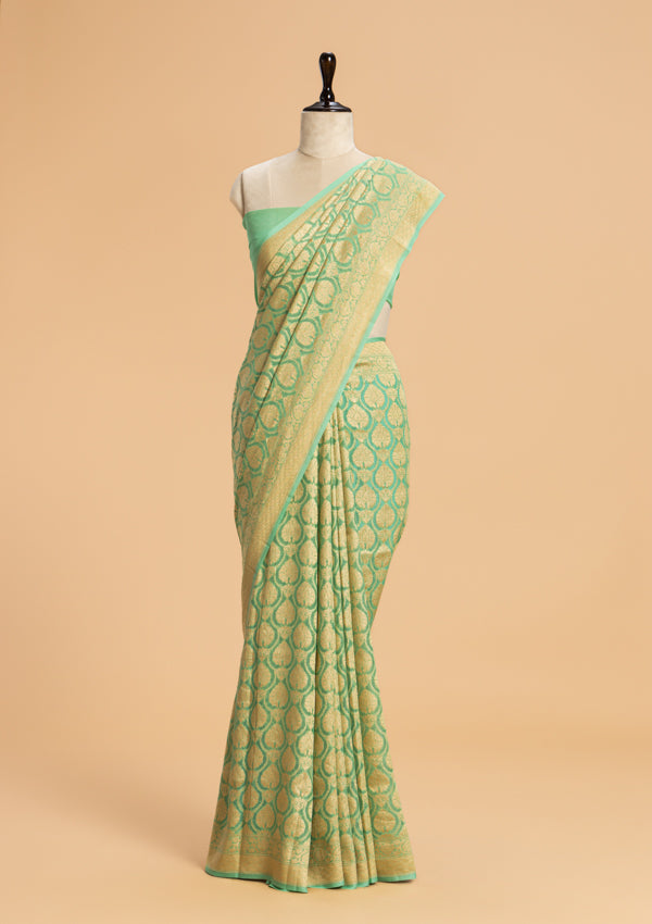 Sea Green Jamdani Georgette Saree