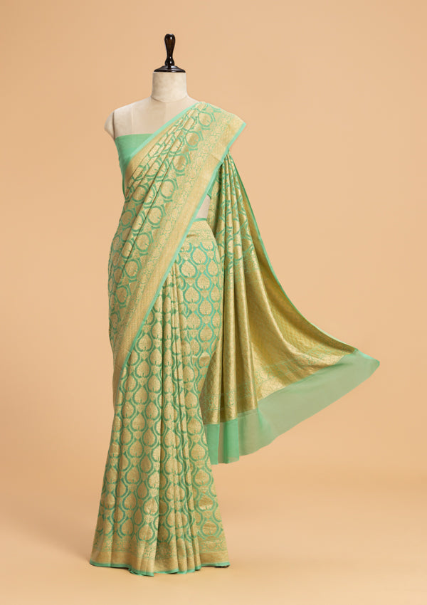 Sea Green Jamdani Georgette Saree