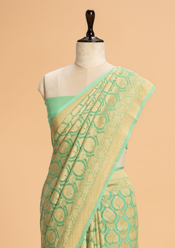 Sea Green Jamdani Georgette Saree