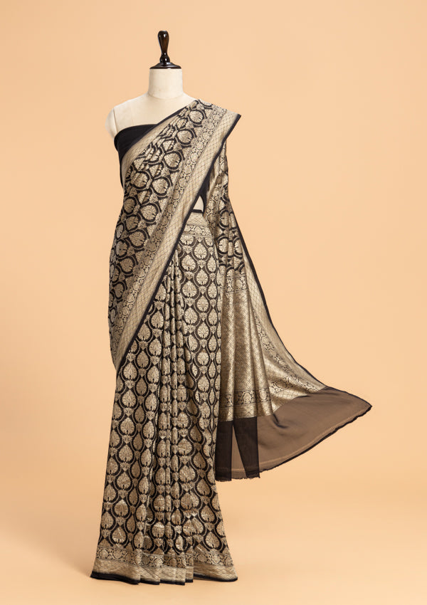 Black Jamdani Georgette Saree