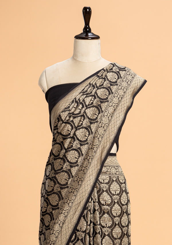 Black Jamdani Georgette Saree