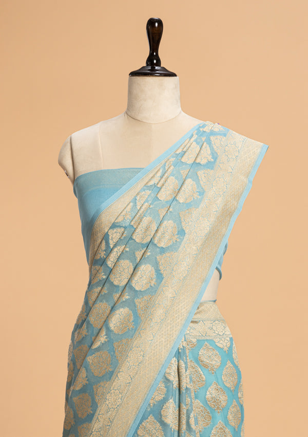 Sky Blue Jamdani Georgette Saree