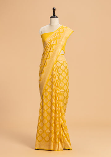 Yellow Jamdani Georgette Saree