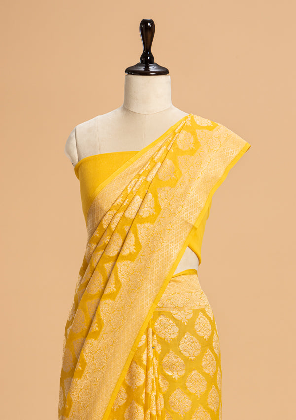 Yellow Jamdani Georgette Saree
